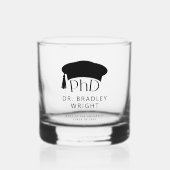 Aangepaste PhD Doctorshoed Doctoraat Afstuderen Whisky Glas (Voorkant)