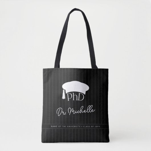 Aangepaste PhD Doctorshoed Doctoraat Diploma Afstu Tote Bag (Voorkant)