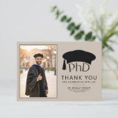 Aangepaste PhD Doctorshoed Doctorale Graad Afstude Bedankkaart (Staand voorkant)