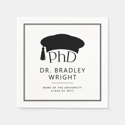 Aangepaste PhD Doctorshoed Doctorale Graad Afstude Servet (Voorkant)