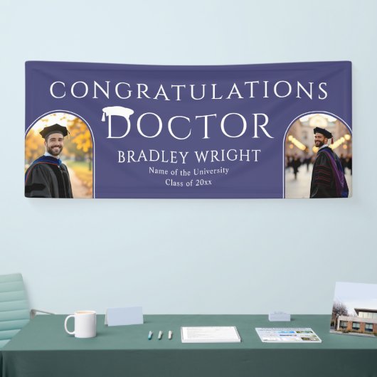 Aangepaste PhD Doctorshoed Doctorale Graad Afstude Spandoek (Beurs)