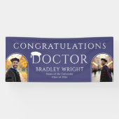 Aangepaste PhD Doctorshoed Doctorale Graad Afstude Spandoek (Horizontaal)