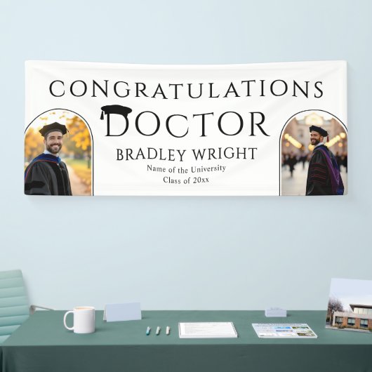 Aangepaste PhD Doctorshoed Doctorale Graad Afstude Spandoek (Beurs)