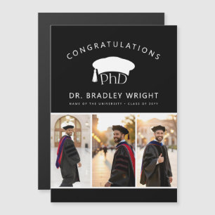 Aangepaste PhD-hoed doctoraat afstudeer magnetisch Magnetische Uitnodiging