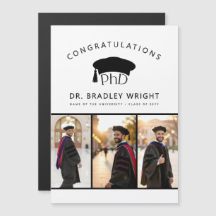 Aangepaste PhD-hoed doctoraat afstudeer magnetisch Magnetische Uitnodiging