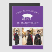 Aangepaste PhD-hoed doctoraat afstuderen magnetisc Magnetische Uitnodiging (Voorkant / Achterkant)