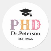 Aangepaste PHD OF Doctorstitel Ronde Sticker (Voorkant)