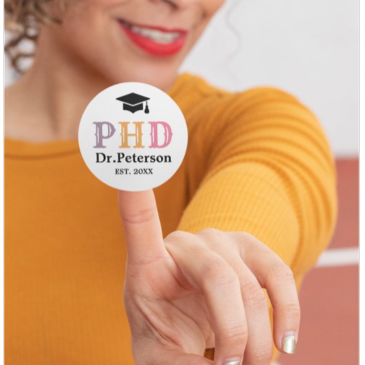 Aangepaste PHD OF Doctorstitel Ronde Sticker