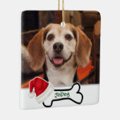 Aangepaste Photo Cute Dog Bone met Santa Hat Keramisch Ornament (Rechts)