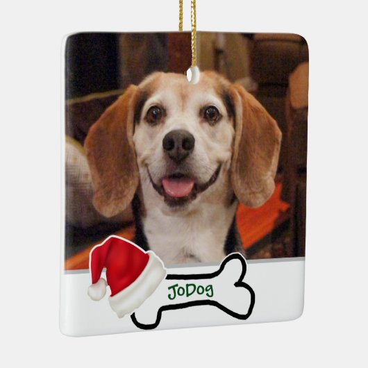 Aangepaste Photo Cute Dog Bone met Santa Hat Keramisch Ornament (Rechts)
