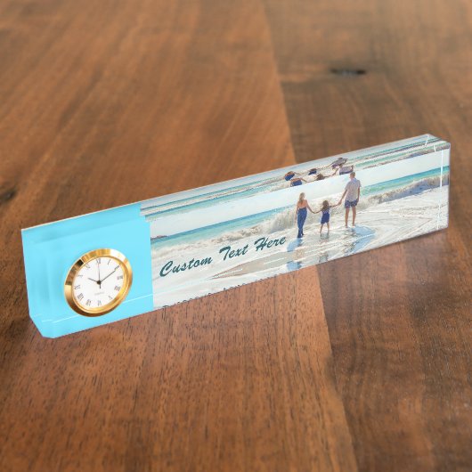 Aangepaste Photo Desk Bord met uw foto's en tekst Naambordje (Zijkant)