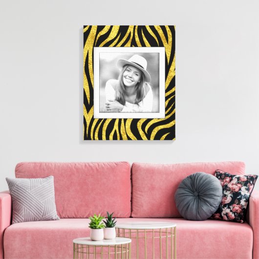 Aangepaste Photo Gold-Zebra Canvas Afdruk (Insitu (Woonkamer))