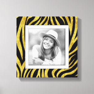 Aangepaste Photo Gold-Zebra Canvas Afdruk