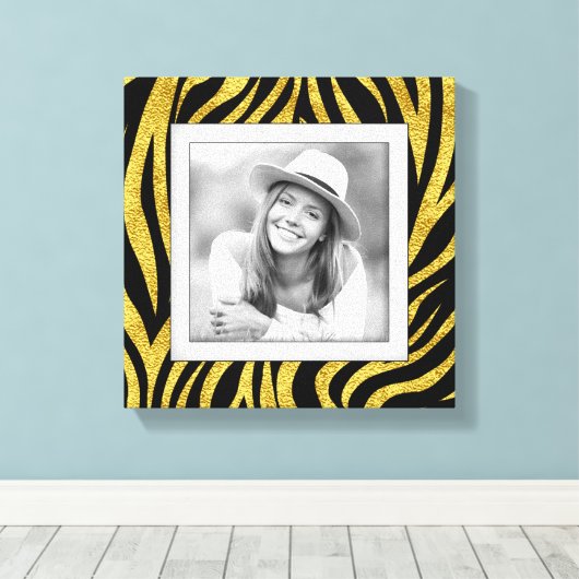Aangepaste Photo Gold-Zebra Canvas Afdruk (Insitu (Houten vloer))