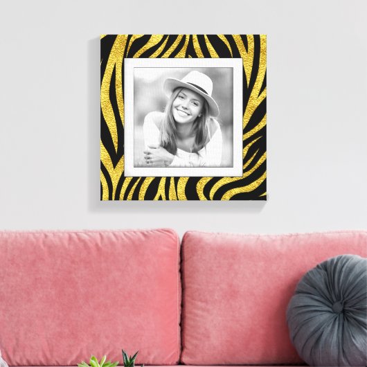 Aangepaste Photo Gold-Zebra Canvas Afdruk (Insitu (Woonkamer))