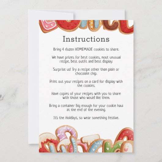 Aangepaste Photo Holiday Cookie Exchange Kaart (Achterkant)
