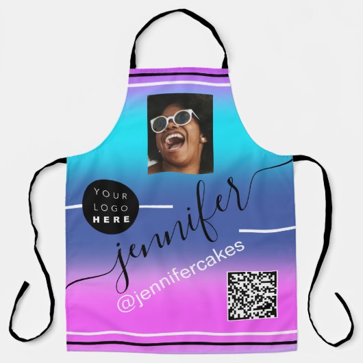 Aangepaste Photo Logo QR Menu CODE Kleurtherapie B Schort (Voorkant)