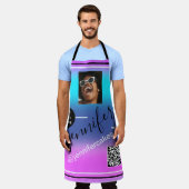 Aangepaste Photo Logo QR Menu CODE Kleurtherapie B Schort (Gedragen)