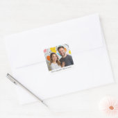 Aangepaste Photo Name Verloving Announcement Scrip Vierkante Sticker (Envelop)