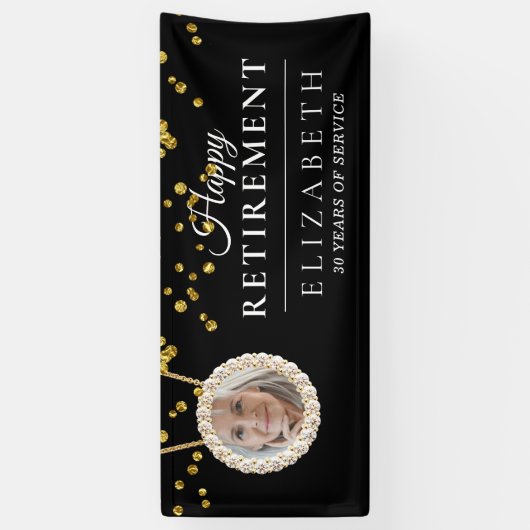 Aangepaste Photo Retirement Party-banner Spandoek (Verticaal)