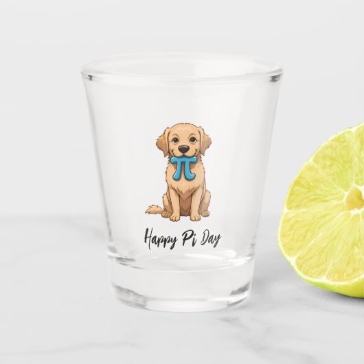 Aangepaste Pi Day Hond met Pi symbool | Happy Pi D Shot Glas (Voorkant)