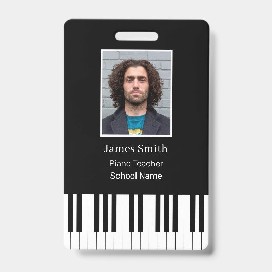 Aangepaste Piano Leraar Naam ID Badge (Voorzijde)