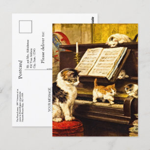 Aangepaste  Piano Lesson Moederkat & Kittens Briefkaart