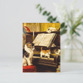Aangepaste  Piano Lesson Moederkat & Kittens Briefkaart (Staand voorkant)