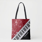 Aangepaste Piano Muzieknoten Script Naam Zwart Roo Tote Bag (Voorkant)