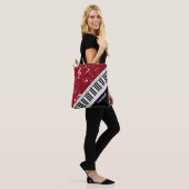 Aangepaste Piano Muzieknoten Script Naam Zwart Roo Tote Bag (Op model)