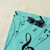 Aangepaste Piano Muzieknoten Script Name Black Min Strandlaken (In situ)