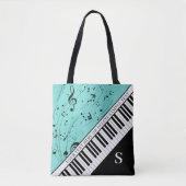 Aangepaste Piano Muzieknoten Script Name Black Min Tote Bag (Voorkant)