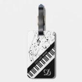 Aangepaste Piano Muzieknoten Script Name Black Whi Bagagelabel (Achterkant verticaal)