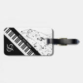 Aangepaste Piano Muzieknoten Script Name Black Whi Bagagelabel (Achterkant horizontaal)