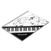 Aangepaste Piano Muzieknoten Script Name Black Whi Notitieboek (Linkerzijde)