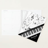 Aangepaste Piano Muzieknoten Script Name Black Whi Planner (Display)
