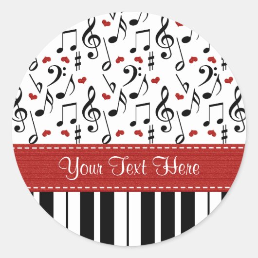 Aangepaste Piano Muzieknoten Stickers (Voorkant)