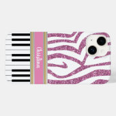 Aangepaste piano-toetsen Roze Glitter Zebra Afdruk Case-Mate iPhone Case (Achterkant (horizontaal))