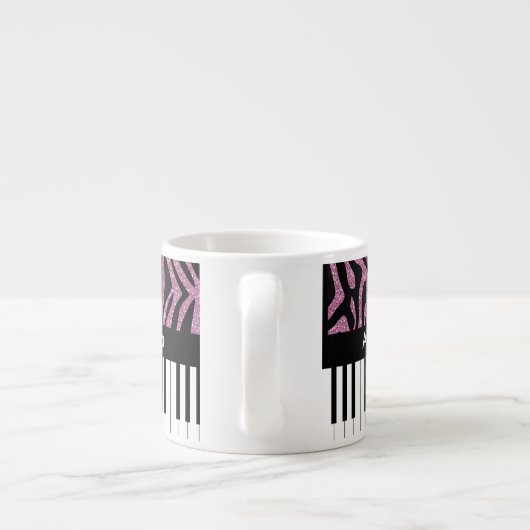 Aangepaste piano-toetsen Roze Glitter Zebra Afdruk Espresso Kop (Achterkant)