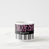 Aangepaste piano-toetsen Roze Glitter Zebra Afdruk Espresso Kop (Voorkant)