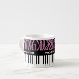 Aangepaste piano-toetsen Roze Glitter Zebra Afdruk Espresso Kop