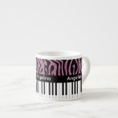 Aangepaste piano-toetsen Roze Glitter Zebra Afdruk Espresso Kop (Voorkant rechts)
