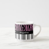 Aangepaste piano-toetsen Roze Glitter Zebra Afdruk Espresso Kop (Rechts)
