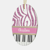 Aangepaste piano-toetsen Roze Glitter Zebra Afdruk Keramisch Ornament (Links)