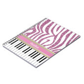 Aangepaste piano-toetsen Roze Glitter Zebra Afdruk Notitieboek (Linkerzijde)