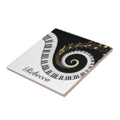 Aangepaste pianoketoestel en gouden Muzieknoten Tegeltje (Zijkant)