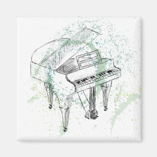 Aangepaste pianotekening kunst tekening muzieklief magneet