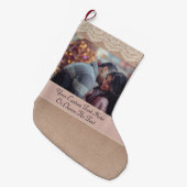 Aangepaste Pic/Text Dusty Roos Gold Girly kant Grote Kerstsok (Voorkant (Hangend))