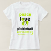 aangepaste Pickleball Peace and Love green-tekst T-shirt (Design voorkant)