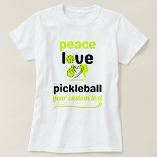 aangepaste Pickleball Peace and Love green-tekst T-shirt